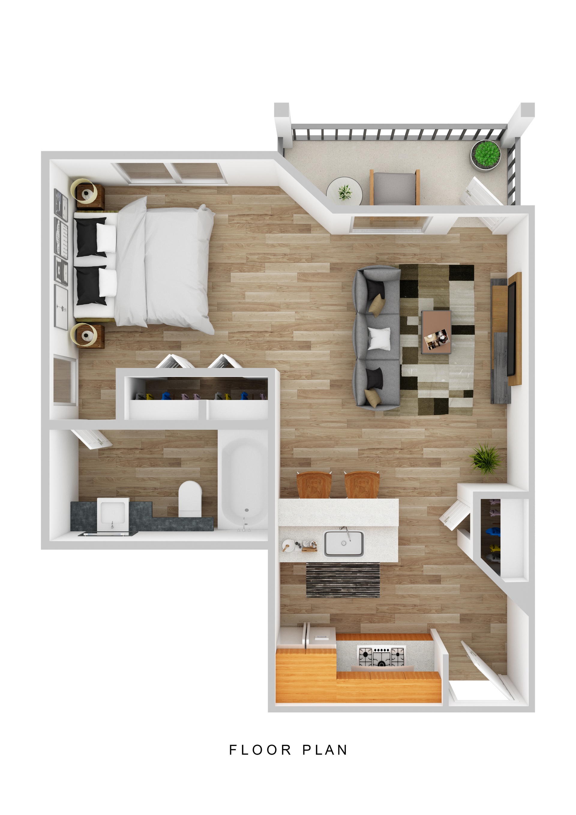 Floor plan for studio, 1 bath, 550 sqft